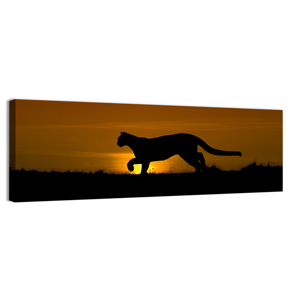 Cougar Silhouette at Sunset Wall Art