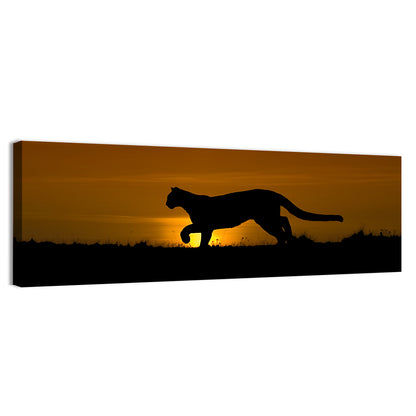 Cougar Silhouette at Sunset Wall Art
