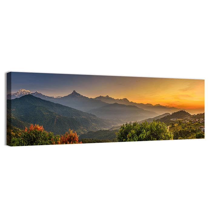 Annapurna Sunrise Over Pokhara Wall Art as a canvas print