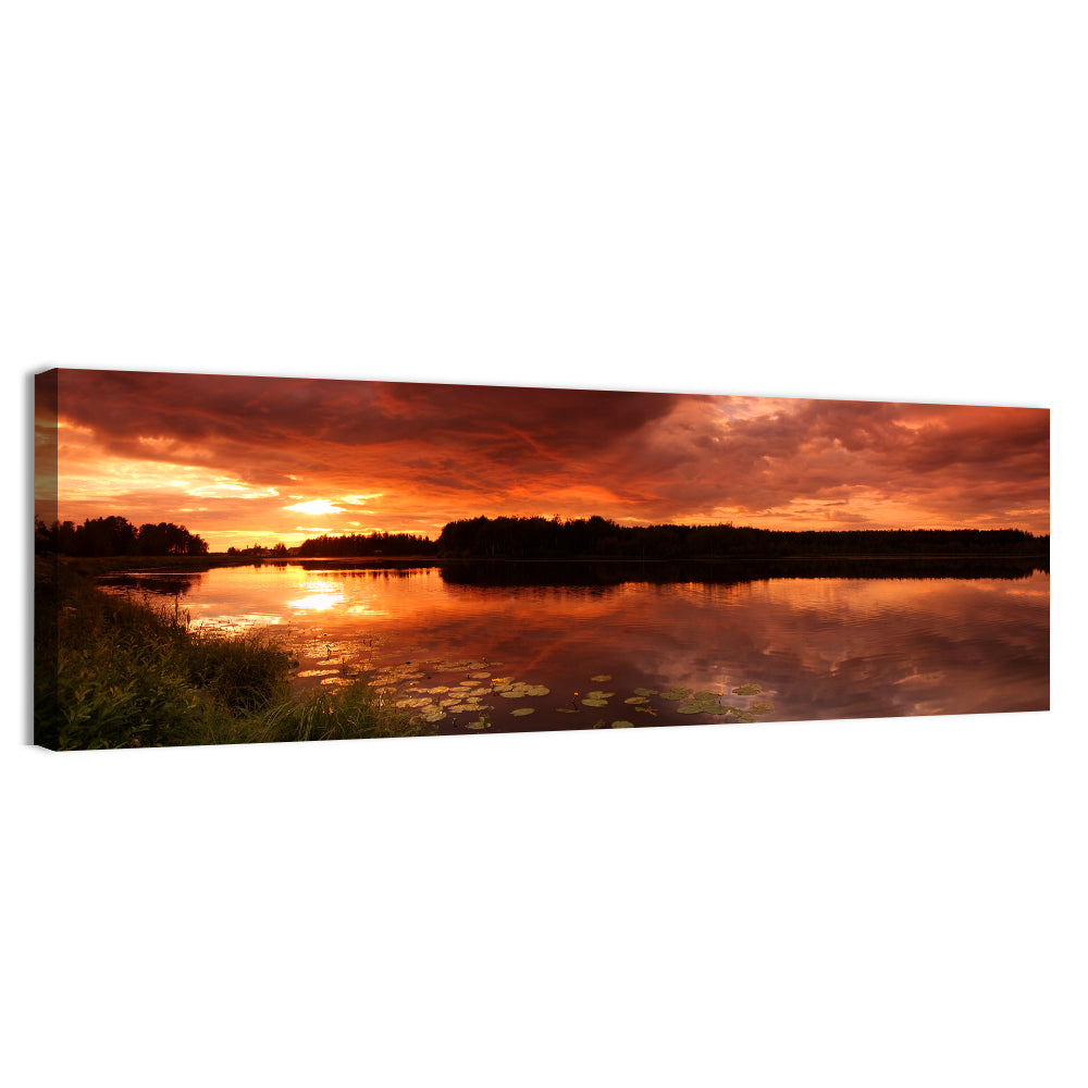 Sunset Lake Reflection Wall Art