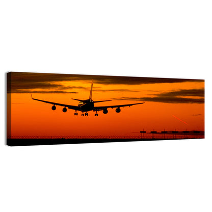 Airplane Landing at Sunset Wall Art