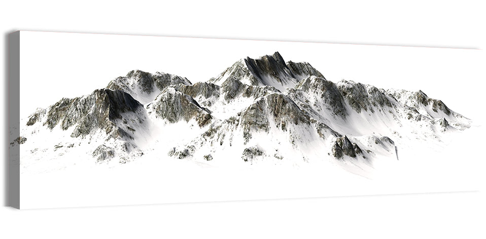 Winter Snow-capped Mountain Range Wall Art, canvas print, panoramic