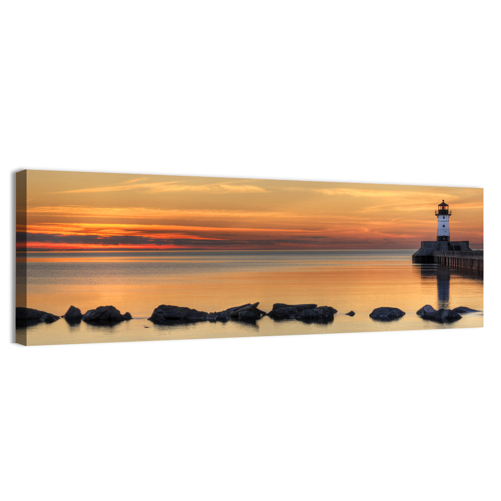 Duluth North Pier Lighthouse Sunset Wall Art