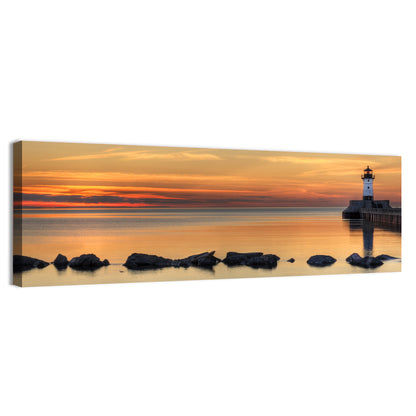 Duluth North Pier Lighthouse Sunset Wall Art