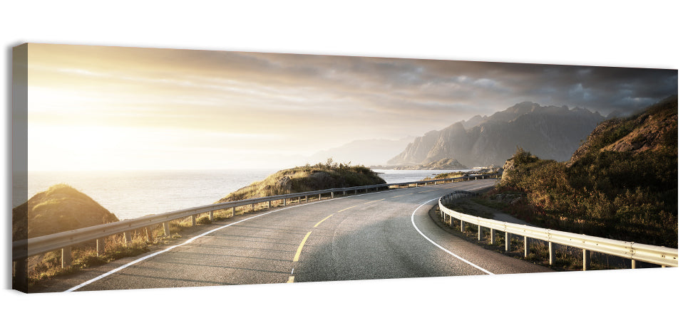 Golden Sunrise Coastal Road Wall Art