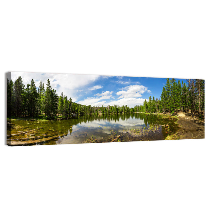 Estes Park Pine Lake Reflection Wall Art as a canvas print