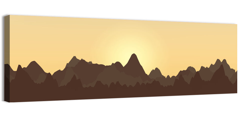 Sunset Mountain Silhouettes Wall Art