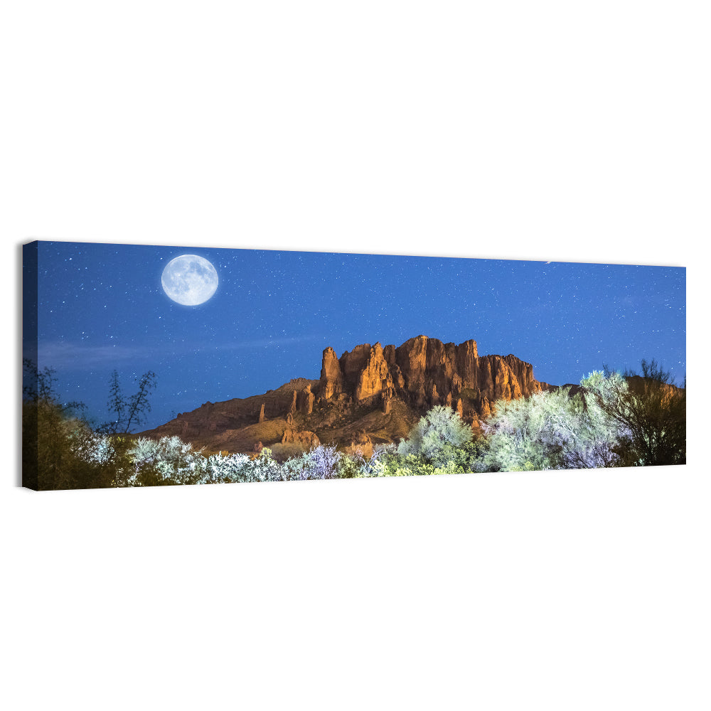 Moonlit Superstition Mountains Arizona Wall Art
