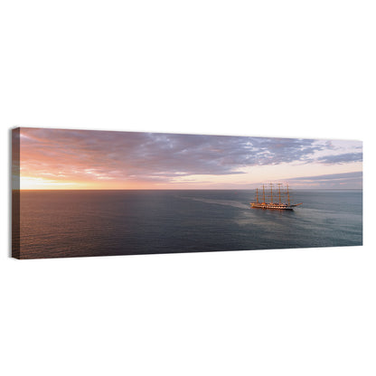 Sunlit Tall Ship at Sea Wall Art