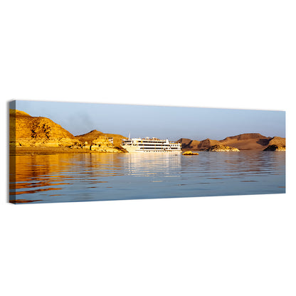 Lake Nasser Cruise Ship at Golden Hour Wall Art