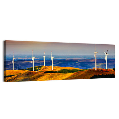 Golden Hour Wind Turbines Wall Art