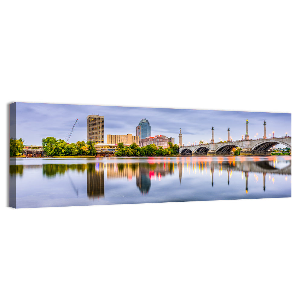 Springfield Memorial Bridge Skyline Wall Art, canvas print, panoramic