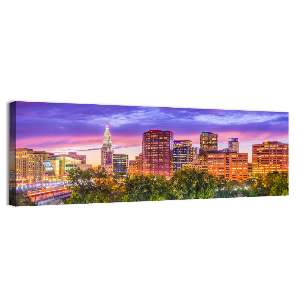 Hartford Skyline at Dusk Wall Art