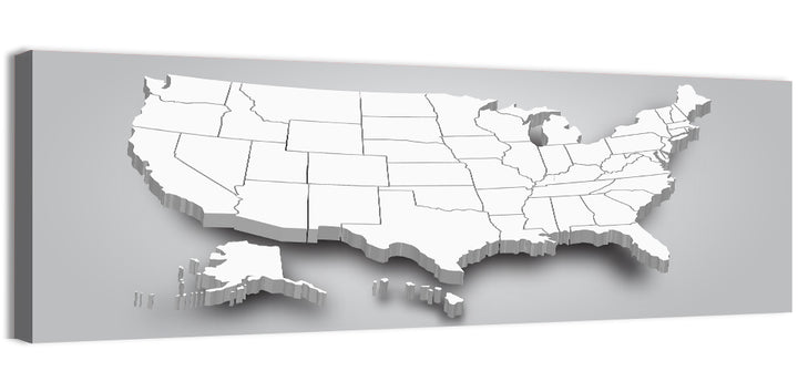 3d USA Map with Alaska and Hawaii Wall Art