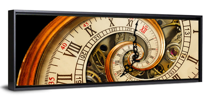 Antique Spiral Clock Face Wall Art as a framed canvas