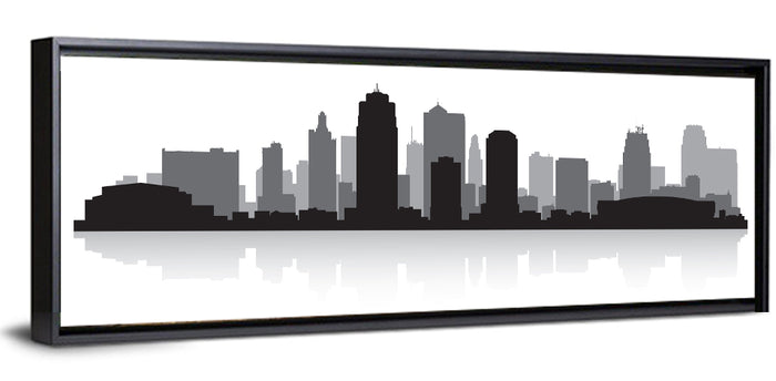 Kansas City Skyline Wall Art as a framed canvas