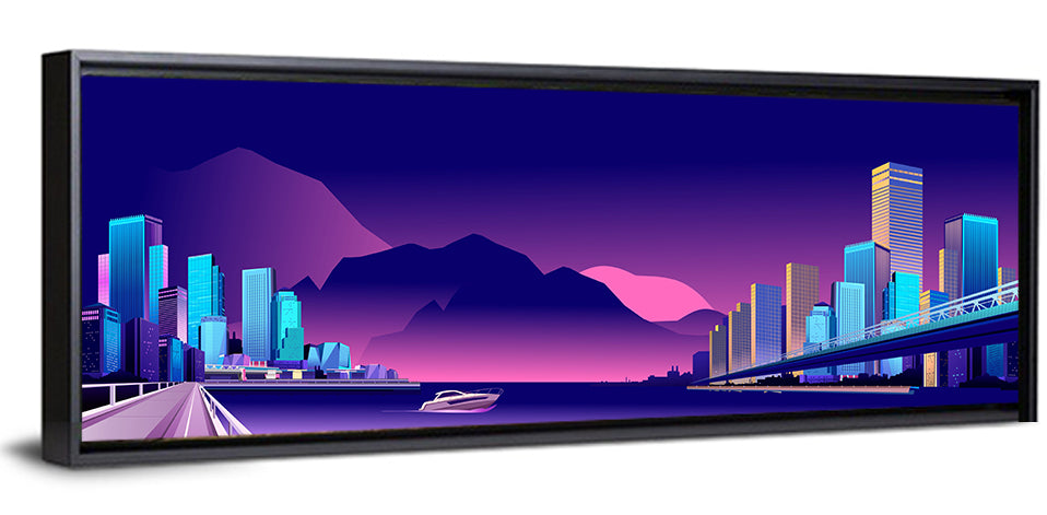Purple Harbor Skyline Wall Art