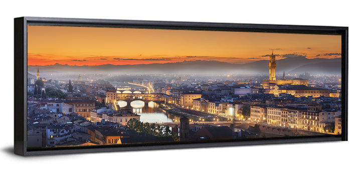 Florence Sunset Over the Arno Wall Art as a framed canvas
