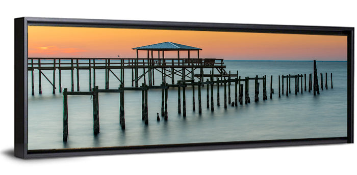 Fairhope Pier at Sunset Wall Art as a framed canvas