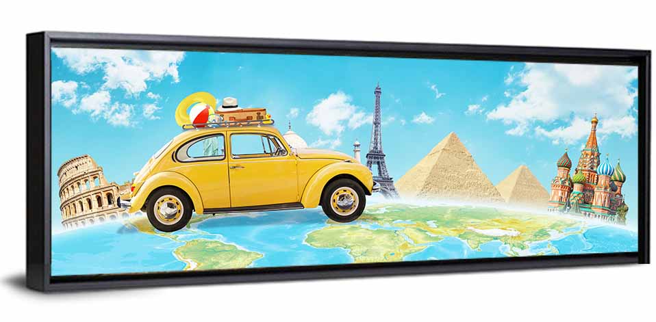 Yellow Beetle World Road Trip Wall Art