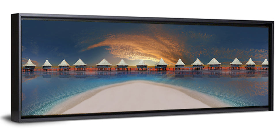 Overwater Bungalows at Golden Dusk Wall Art