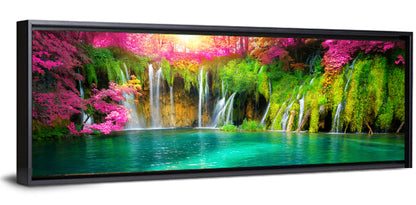 Plitvice Falls in Golden Light Wall Art
