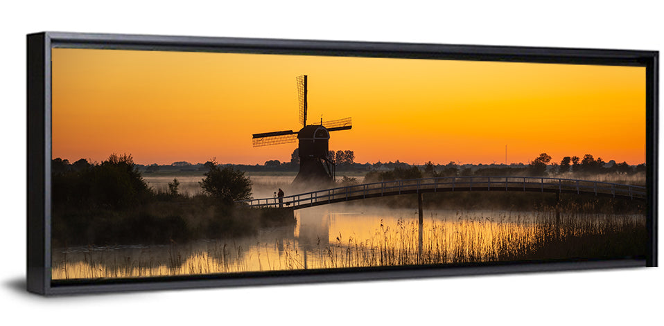 Misty Sunrise Windmill Wall Art