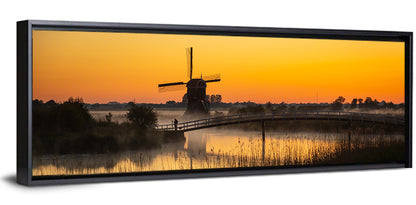 Misty Sunrise Windmill Wall Art