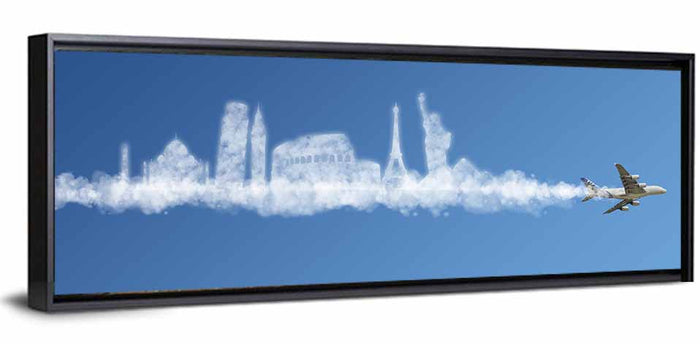World Tour Cloud Skyline Wall Art as a framed canvas