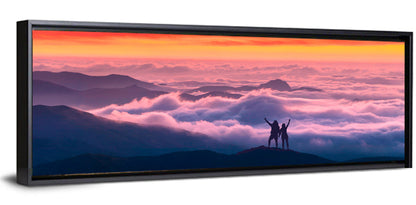 Sunset Summit Hikers Wall Art