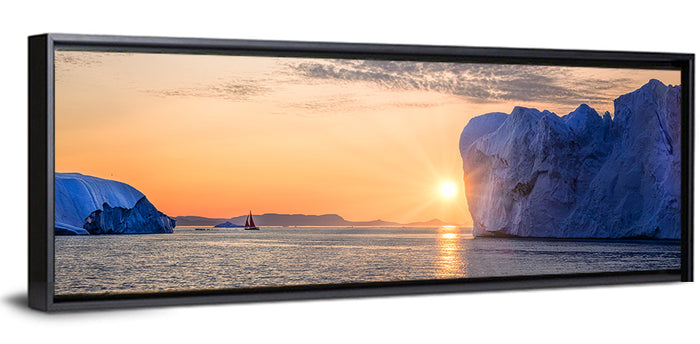 Ilulissat Glacier Sunset Wall Art as a framed canvas
