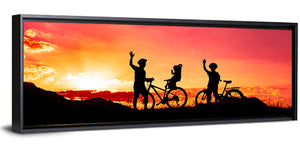 Cycling At Sunset Wall Art