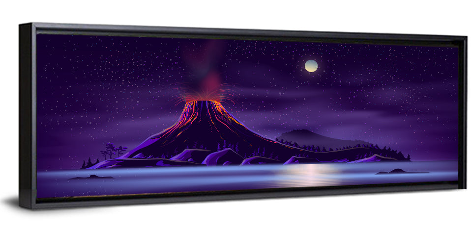 Erupting Volcano Nightscape Wall Art