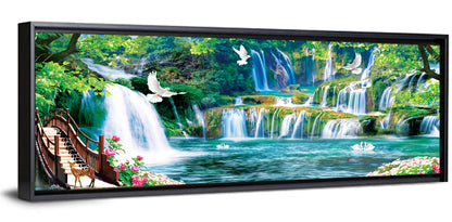 Heavenly Waterfall Scene Wall Art