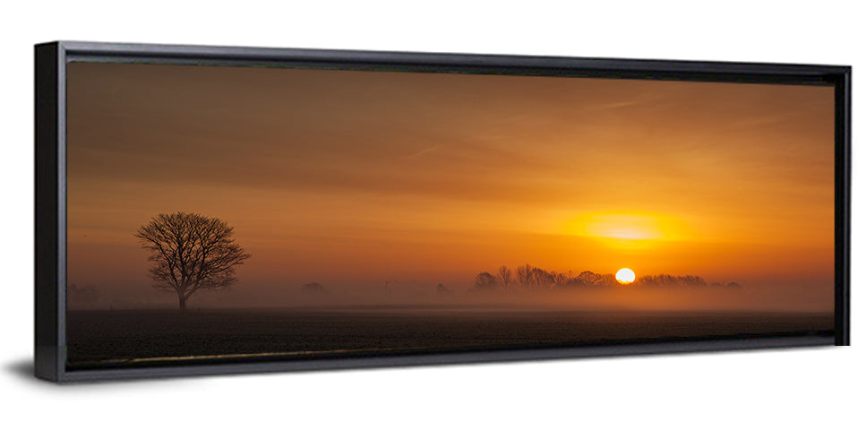 Sunrise Over Foggy Farmland Wall Art