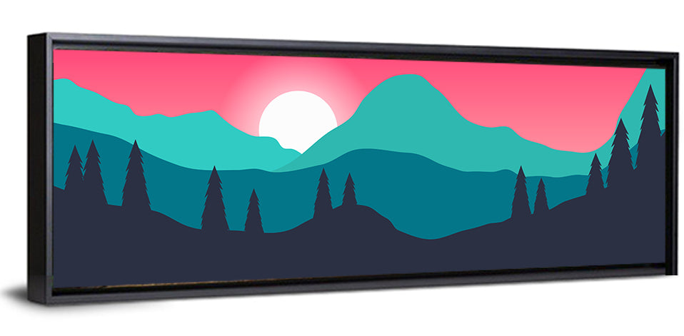 Turquoise and Pink Mountain Sunset Wall Art