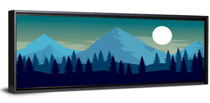 Moonlit Snowy Mountain Forest Wall Art