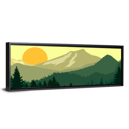 Sunset Over Green Mountains Wall Art
