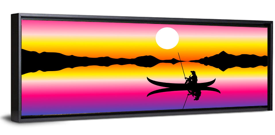 Fisherman Silhouette at Sunset Wall Art