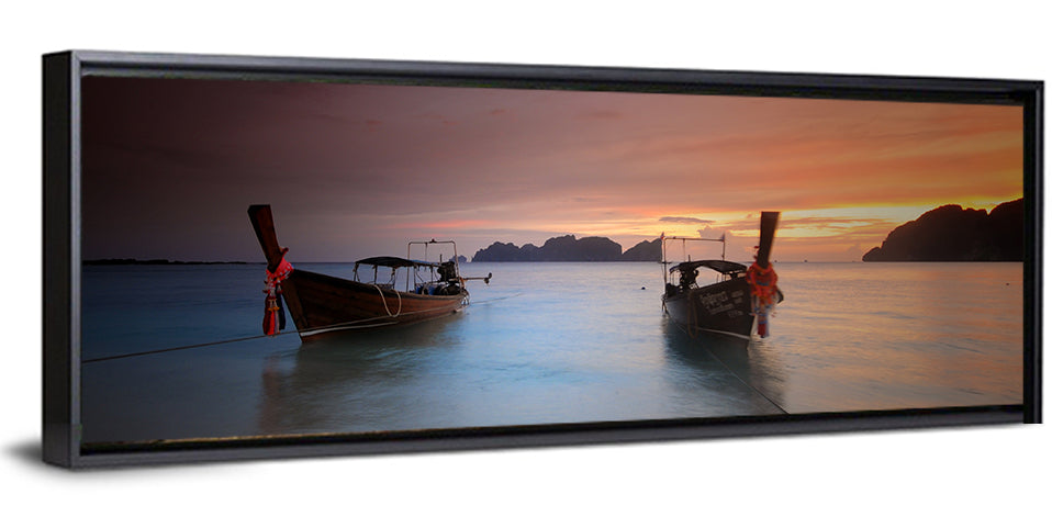 Phi Phi Longtail Boats at Golden Hour Wall Art