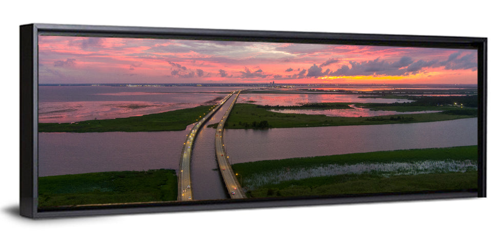 Mobile Bay Causeway at Dusk Wall Art