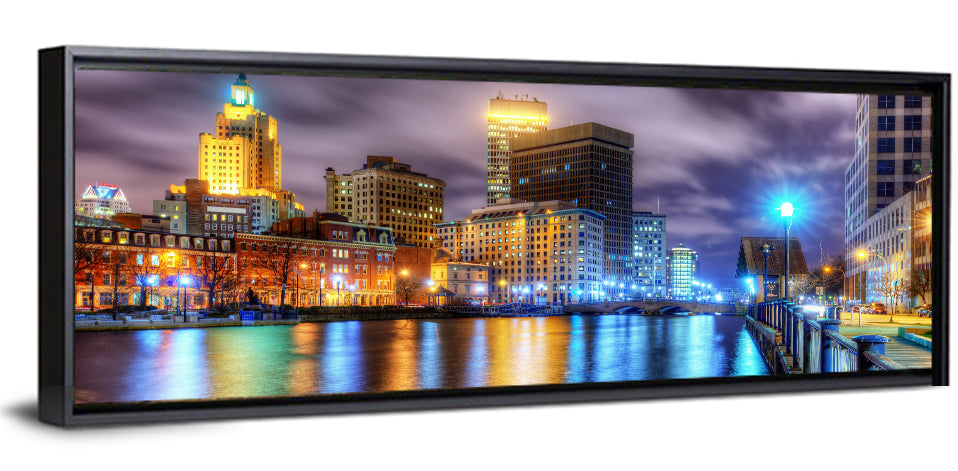 Providence River Night Skyline Wall Art