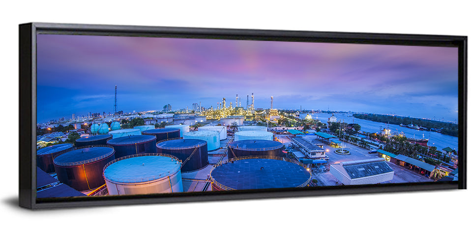 Twilight Oil Refinery River View Wall Art