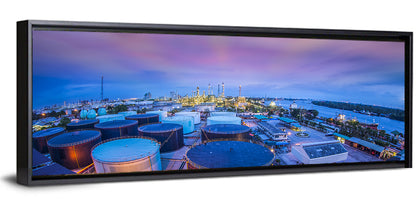 Twilight Oil Refinery River View Wall Art