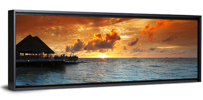 Overwater Bungalow Sunset Pier Wall Art