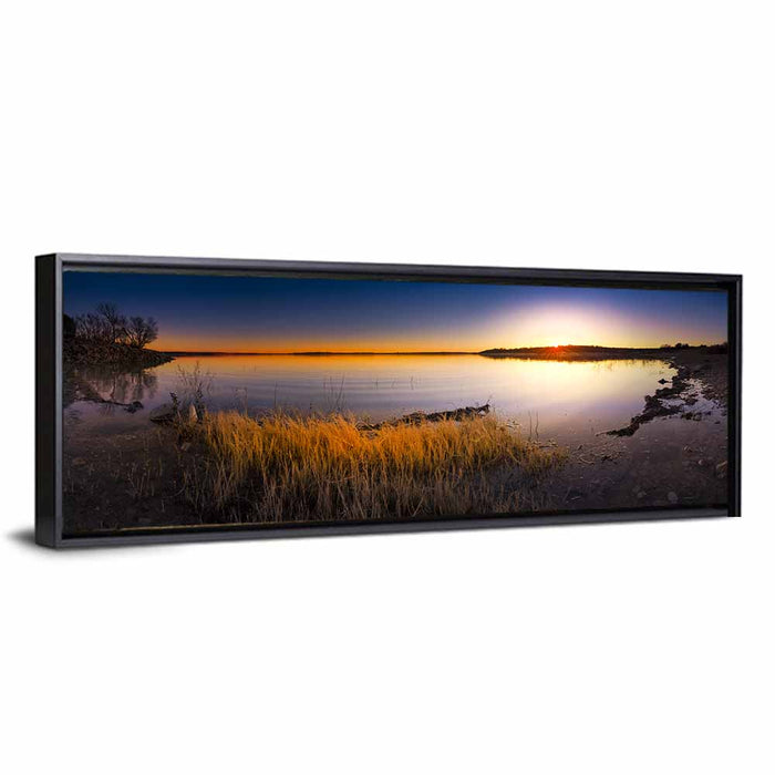 Benbrook Lake Sunset Wall Art as a framed canvas