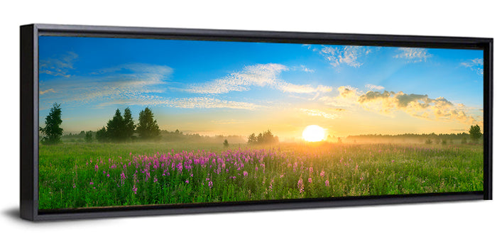 Fireweed Meadow Sunrise Wall Art as a framed canvas