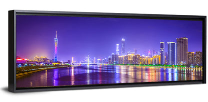 Guangzhou Skyline Night Over Pearl River Wall Art