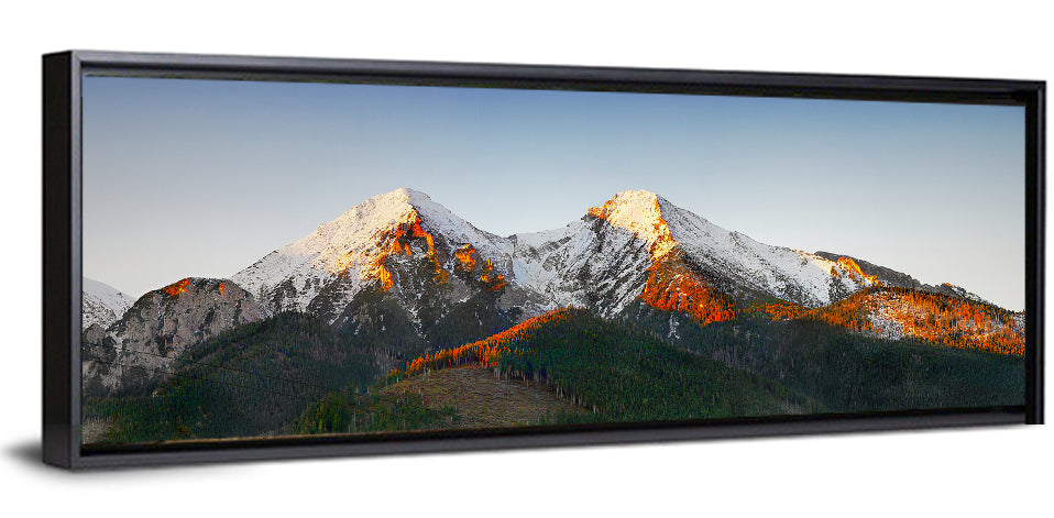 Sunlit Snow Capped Peaks Wall Art