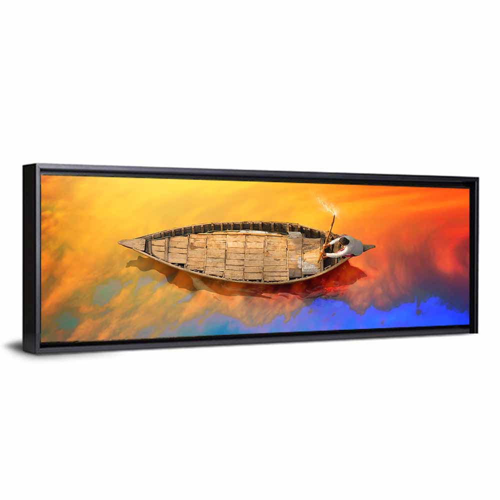 Sunset Rowboat from Above Wall Art